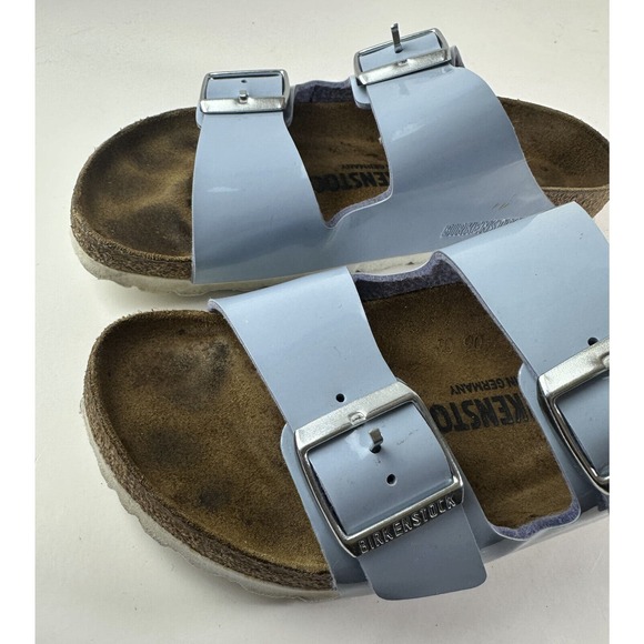 Birkenstock Arizona Big Buckle Birko-Flor Patent Dove Blue Size 37 US Women's 6 - Picture 4 of 11